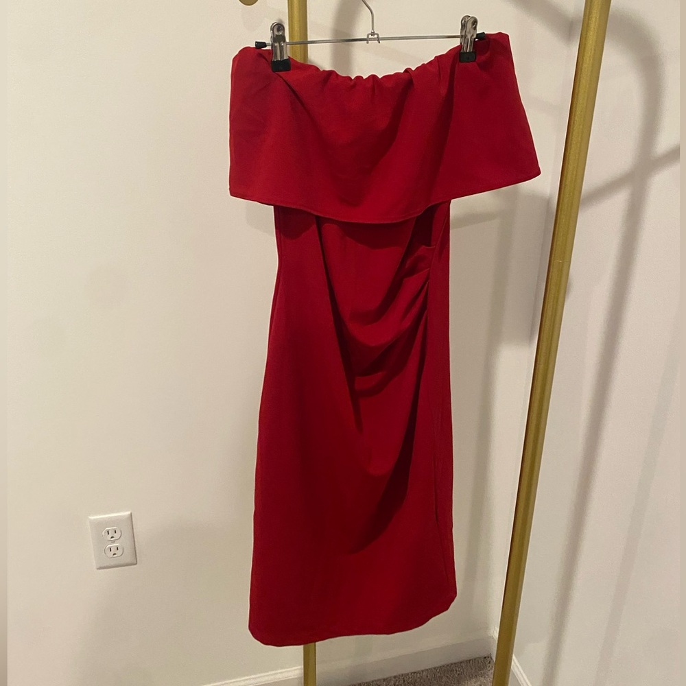 Red off the shoulder dress